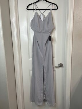 Lulu's Light Gray Spaghetti-Strap Maxi Dress